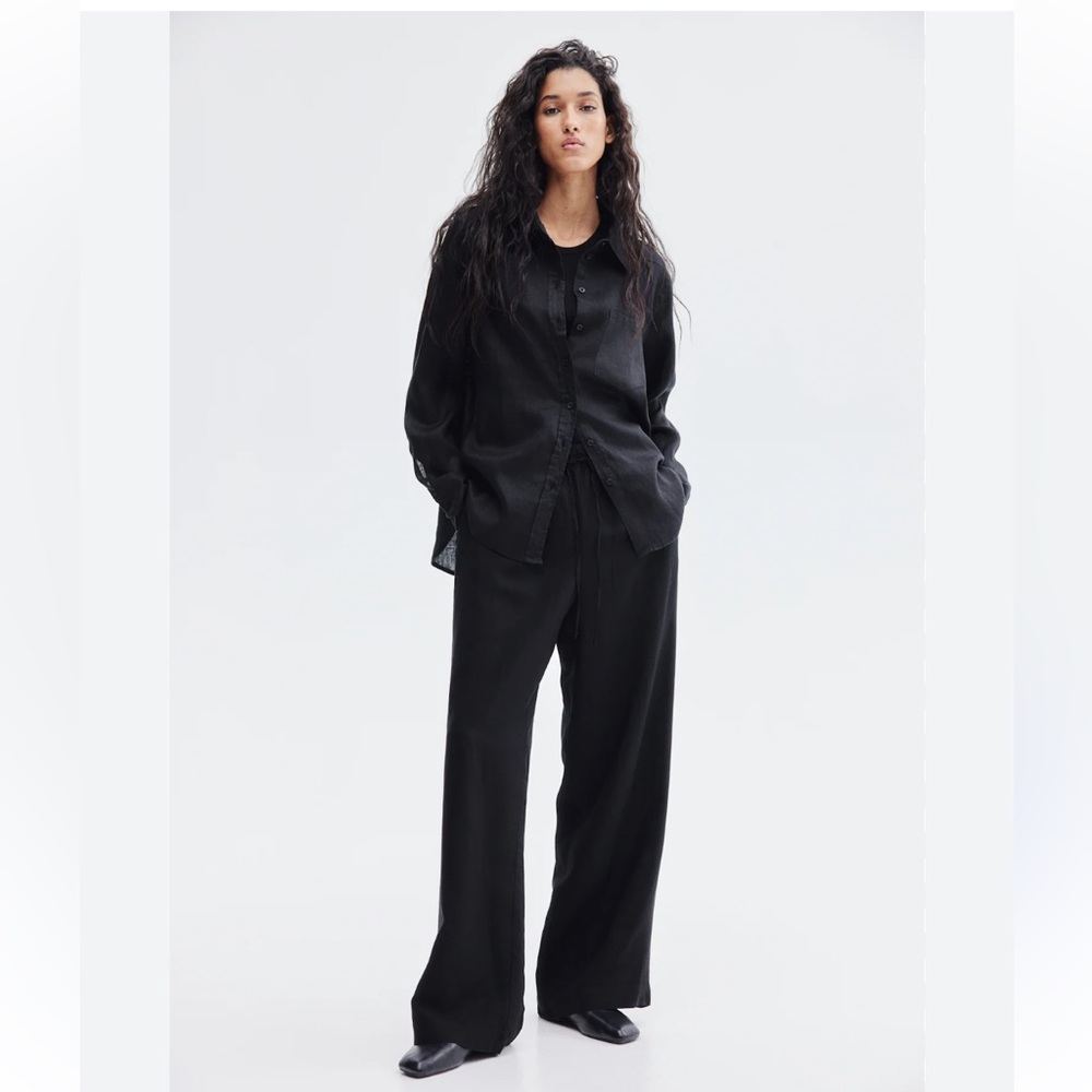 H&M Linen Blend Wide Leg Pant